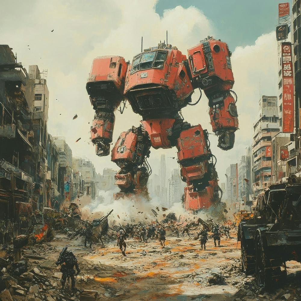 Giant Robot In A City Art