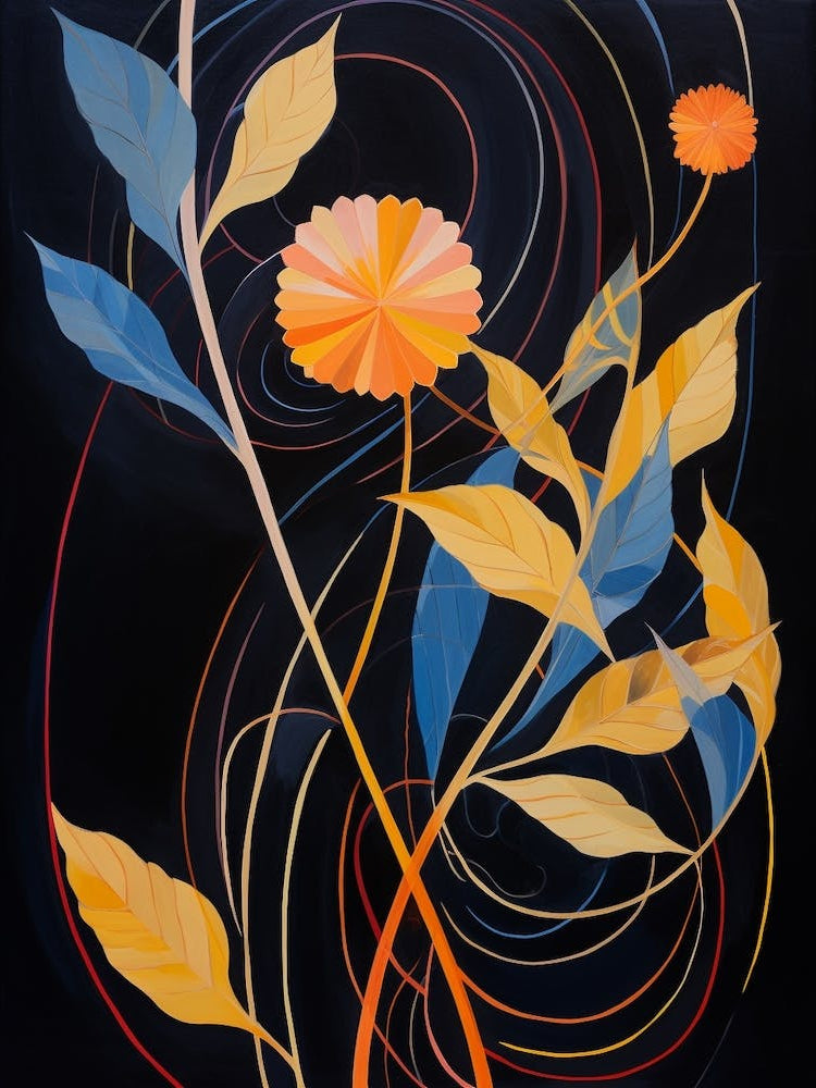 Calendula 2 Hilma Af Klint Inspired Flower Illustration