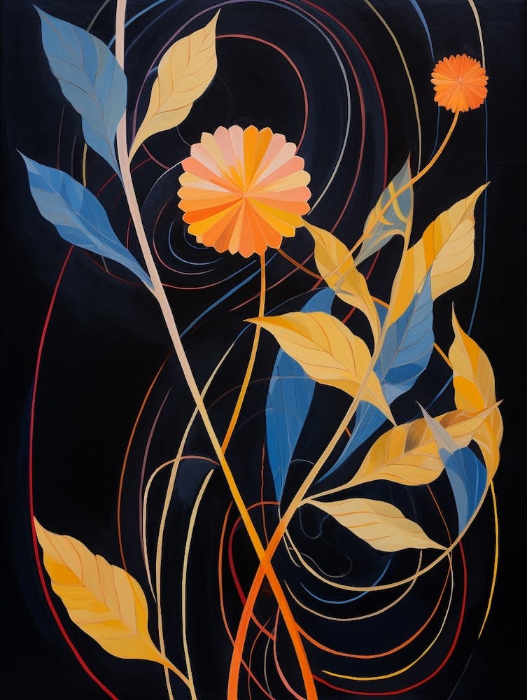 Calendula 2 Hilma Af Klint Inspired Flower Illustration