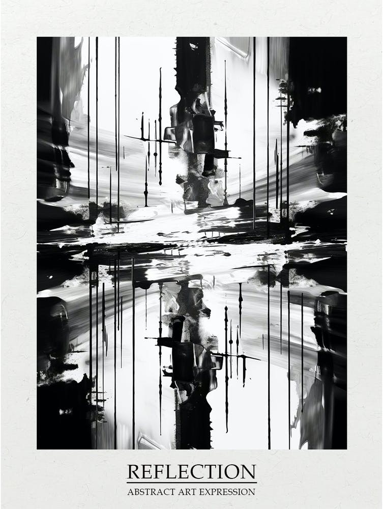 Reflection Abstract Black And White 4 Poster