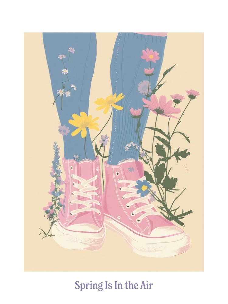Spring In In The Air Pink Sneakers And Flowers 8