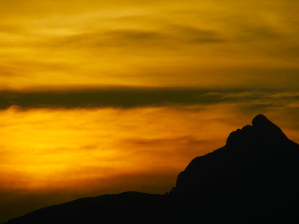 Silhouette Of Mountain At Sunset in Huelva, Spain