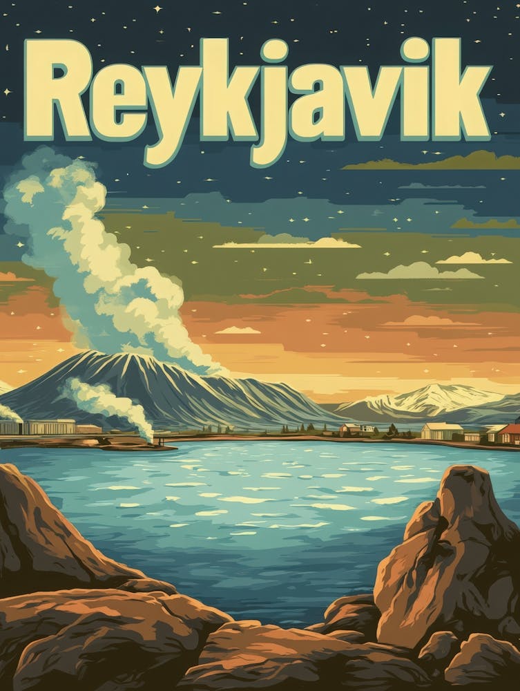 Aihrgdesign A Retro Travel Poster For Reykjavik Featuring The C89158bf E006 415d A98a 901c6cfa3eab 0
