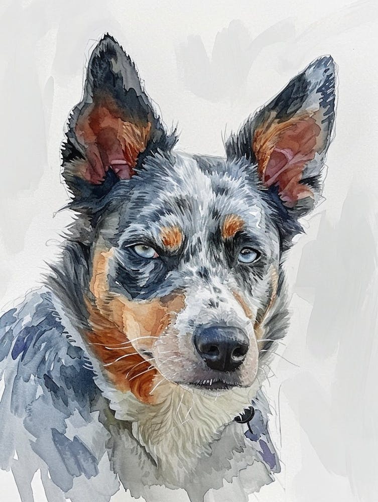 Australian Shepherd Dog Watercolor Painting 3