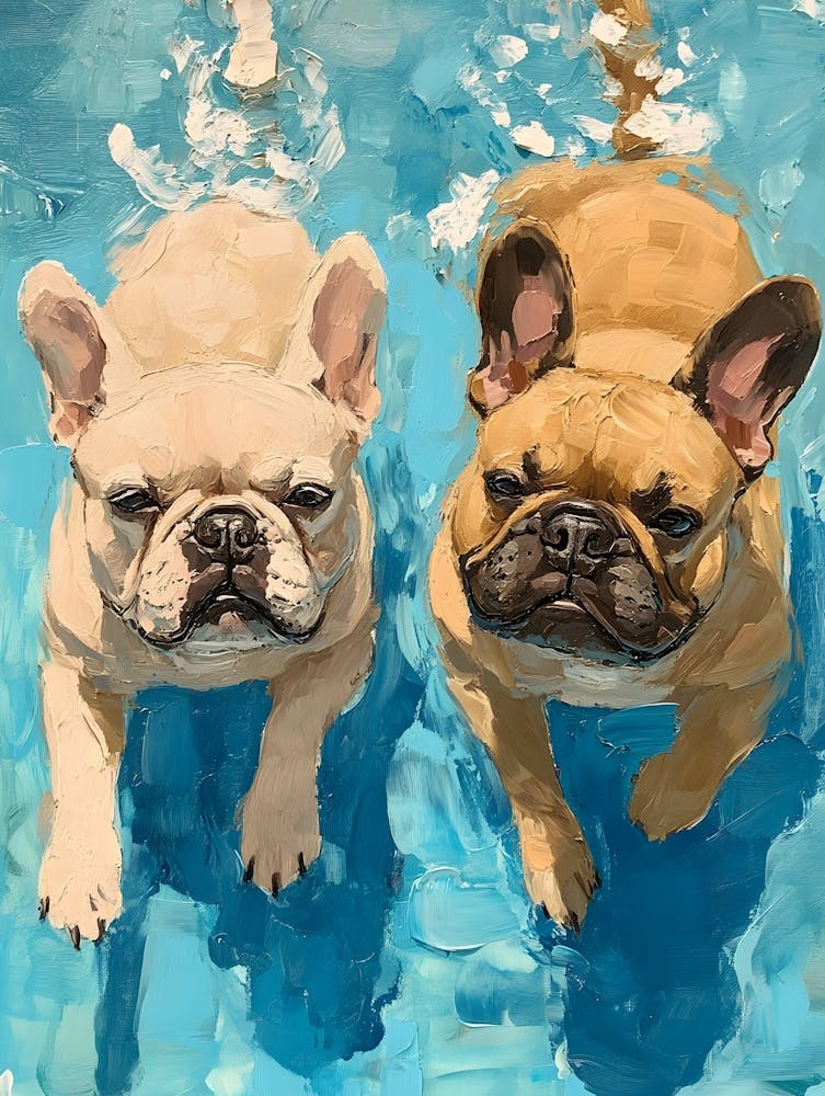 French Bulldogs In The Pool 1