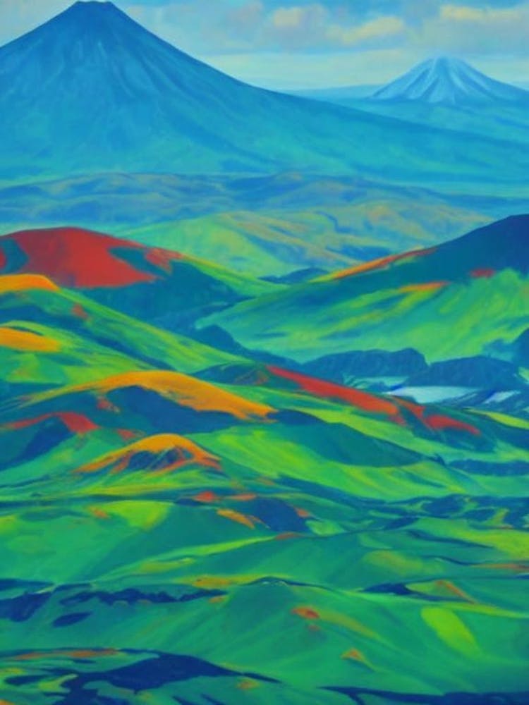 Tongariro National Park New Zealand Blue Oil Painting 1 