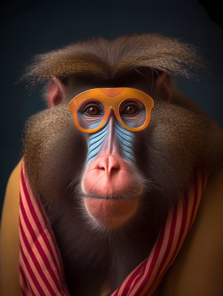 Mandrill Monkey Wearing Glasses