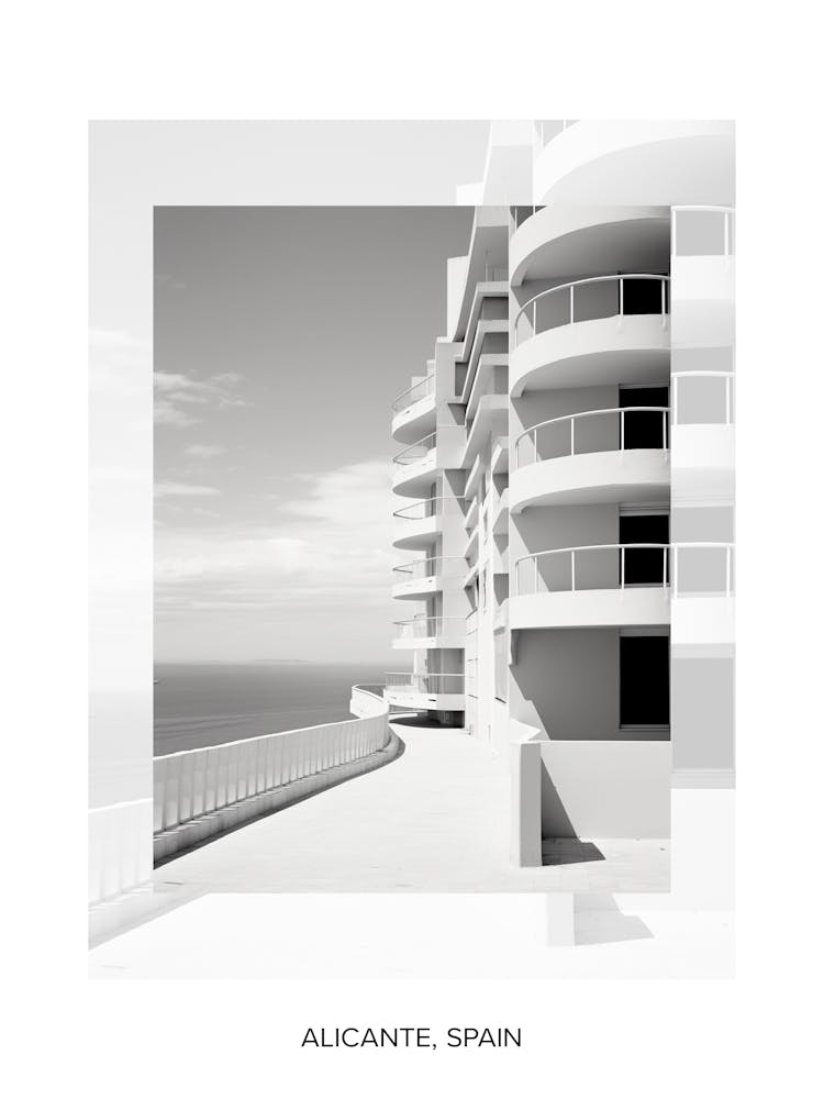 Poster Of Alicante, Spain, Black And White Old Photo 4