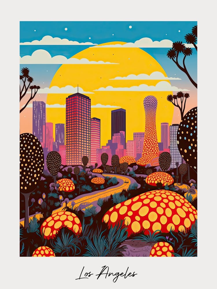 Poster Of Los Angeles, Illustration In The Style Of Pop Art 1