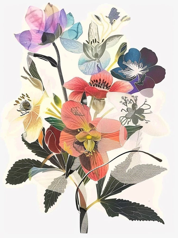 Hellebore 2 Collage Flower Bouquet