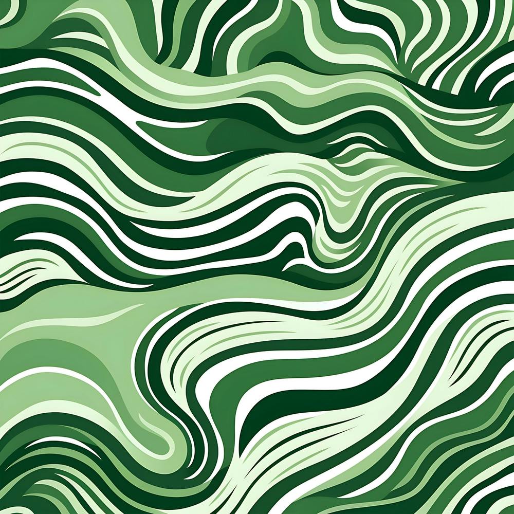 Yayoi Kusama Inspired Moss Green Wavy Lines