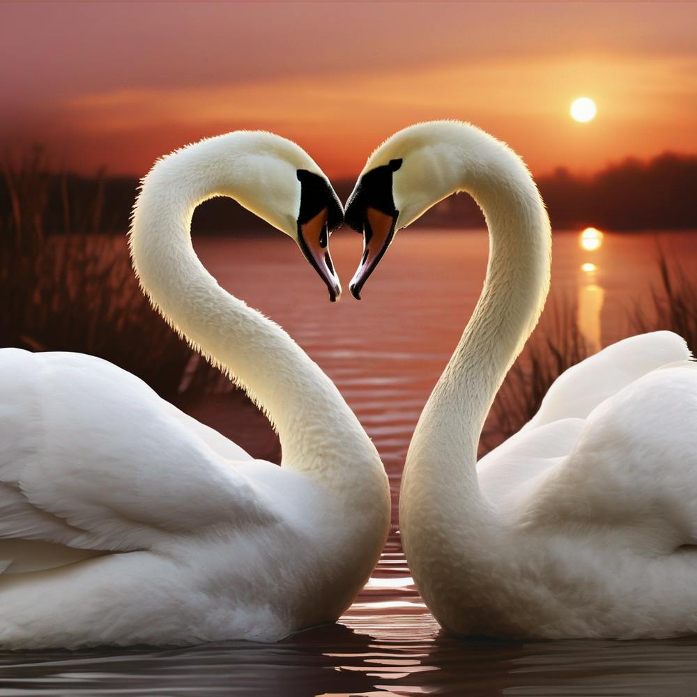 Swans At Sunset