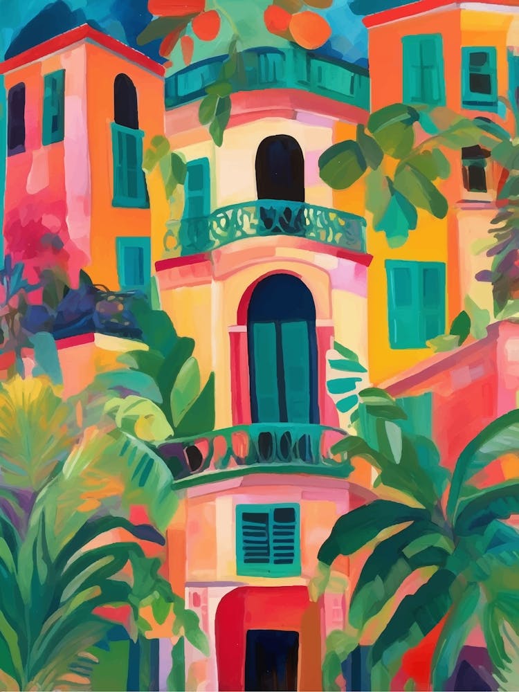 Tropical villa of colorful houses