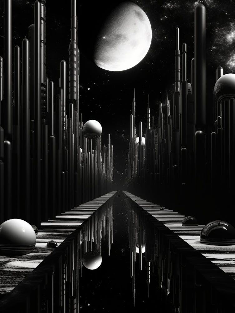 Parallel Universes Abstract Black And White 3