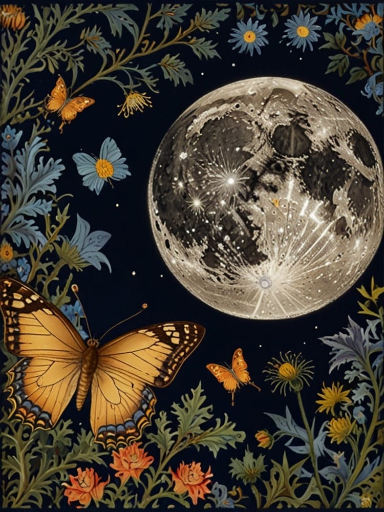 William Morris Moon And Butterflies