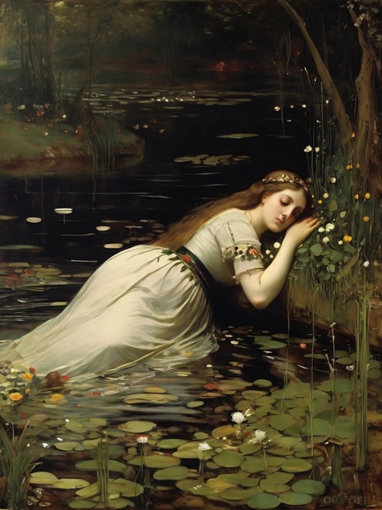 Girl In A Pond art print