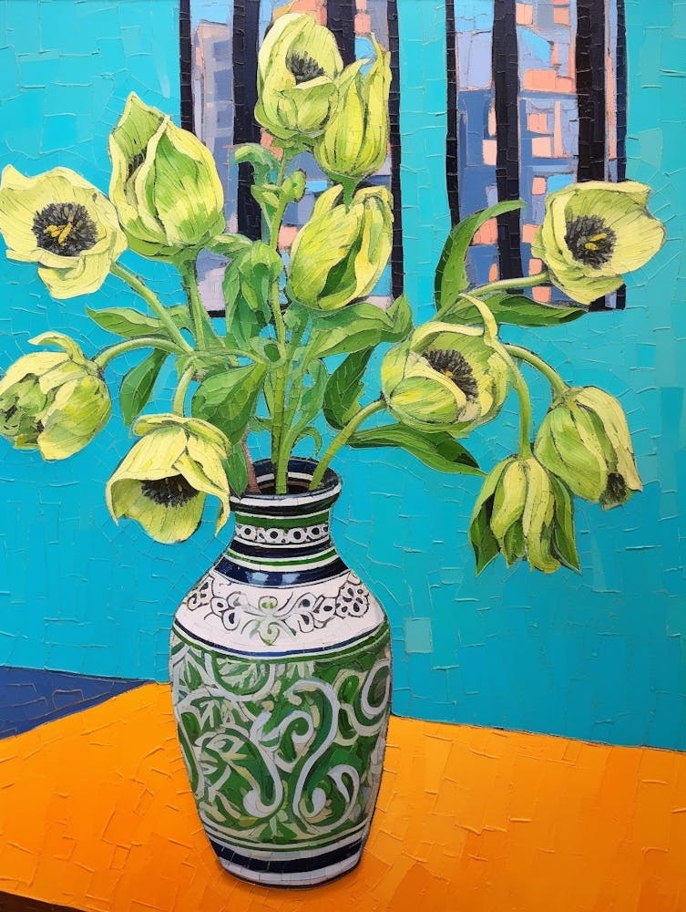 Flowers In A Vase Still Life Painting Aconitum 1