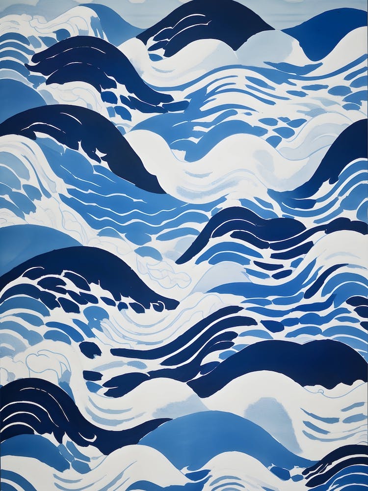 Bright Blue Ocean Wave Pattern
