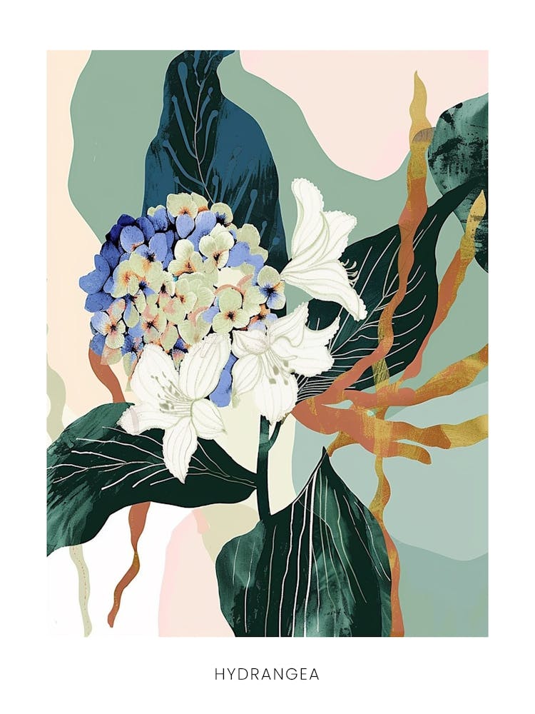 Colourful Flower Illustration Poster Hydrangea 4
