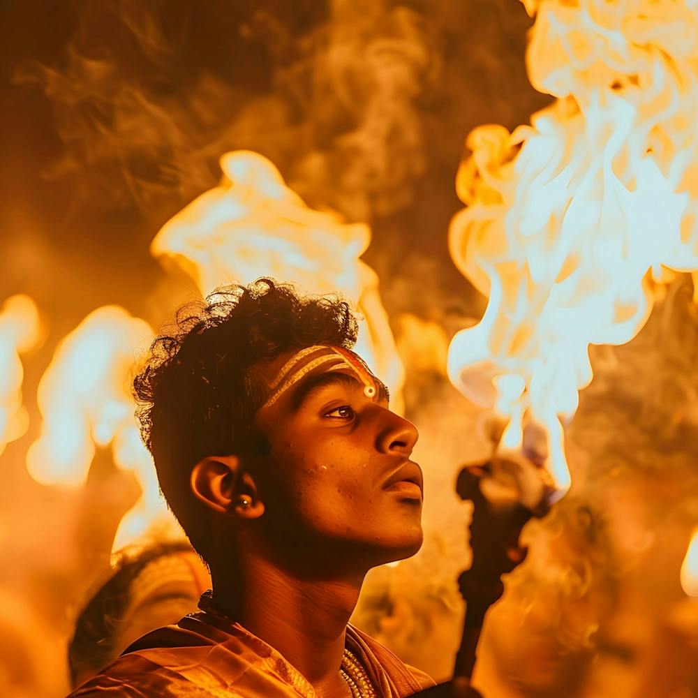 Man With Fire Torches