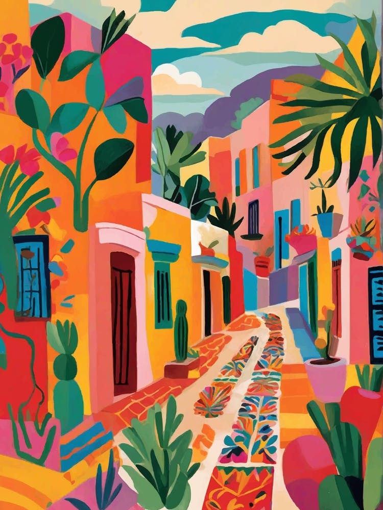 Colorful mexican Street and houses