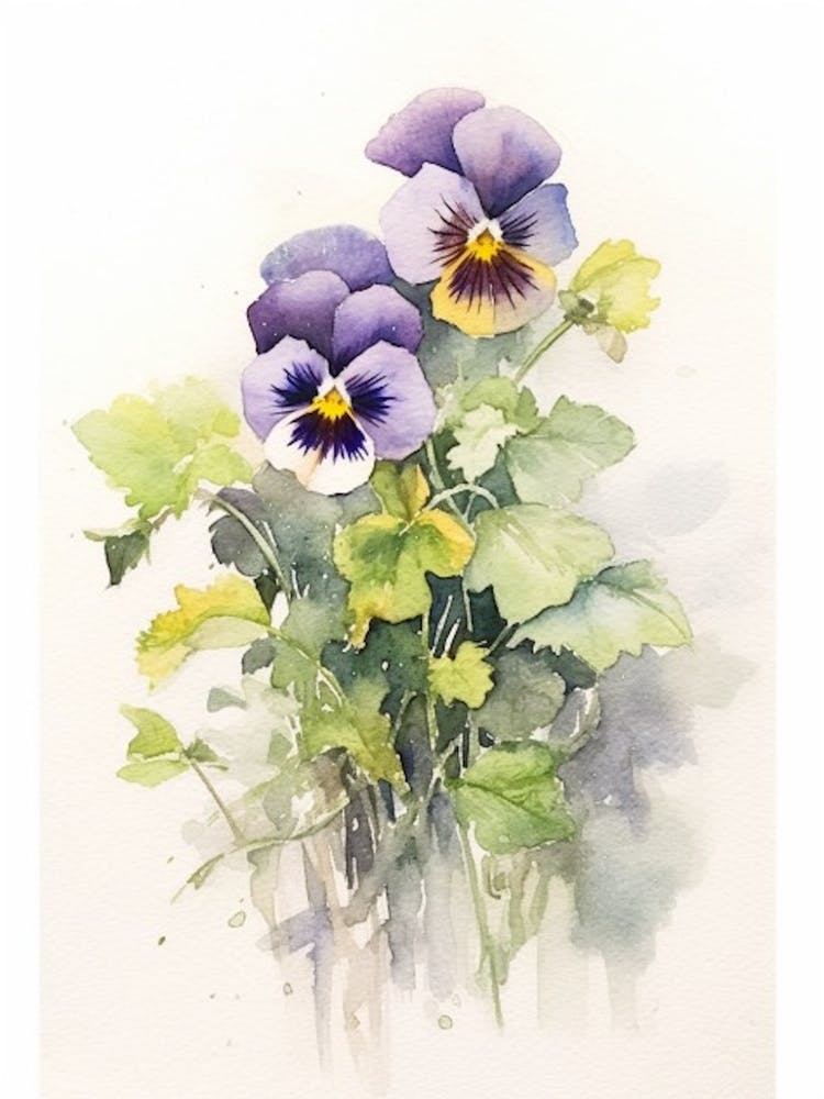 Beehive With Pansy Watercolour Illustration 3