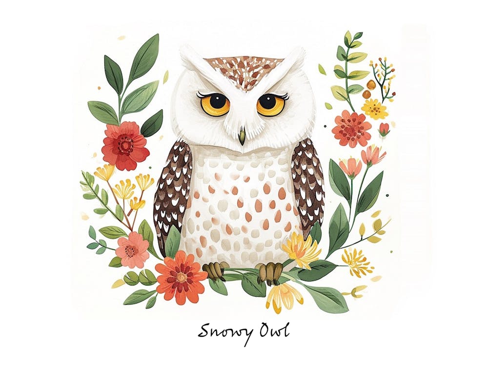 Little Floral Snowy Owl 1 Poster