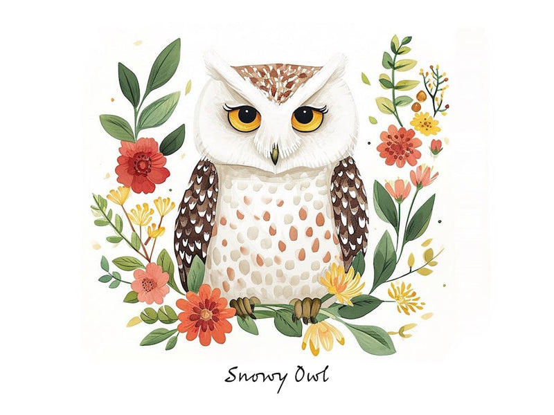 Little Floral Snowy Owl 1 Poster