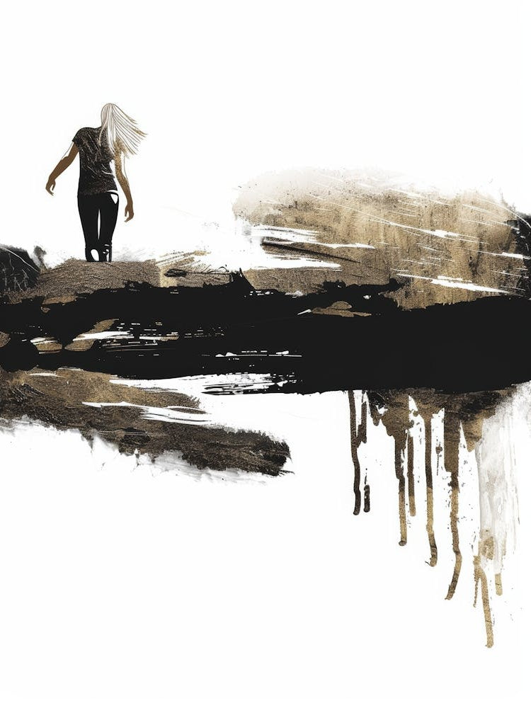 Woman Walking Down A Hill