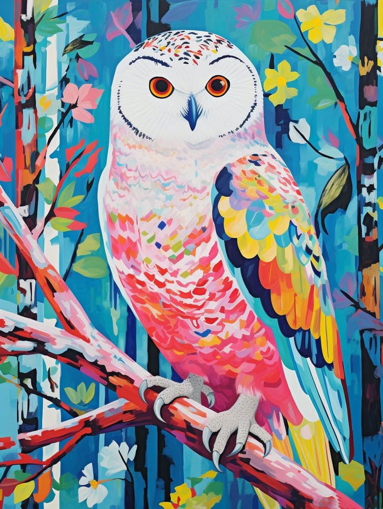 Colourful Bird Painting Snowy Owl 3