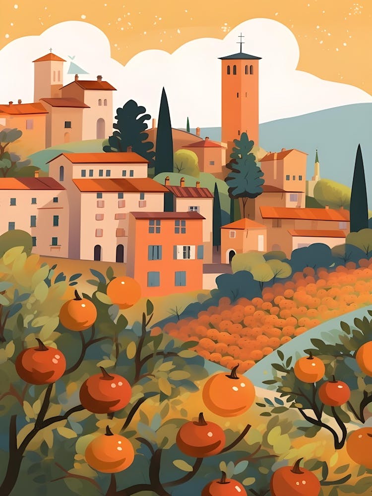 Montalcino Italy Illustration
