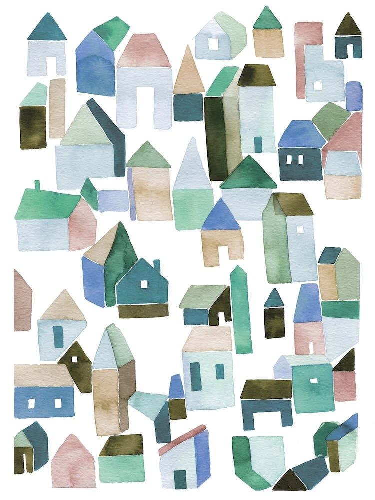 Town Scandi Houses Blue