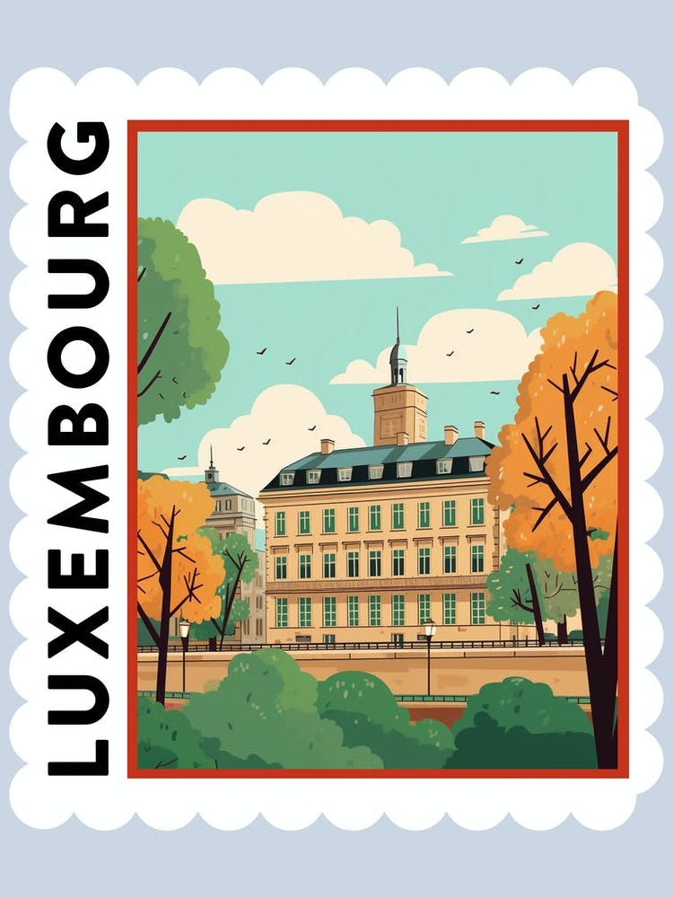 Luxembourg 2 Travel Stamp Poster