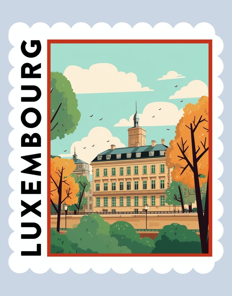 Luxembourg 2 Travel Stamp Poster