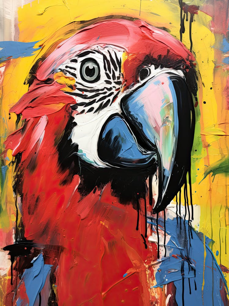Red Parrot, Basquiat Style