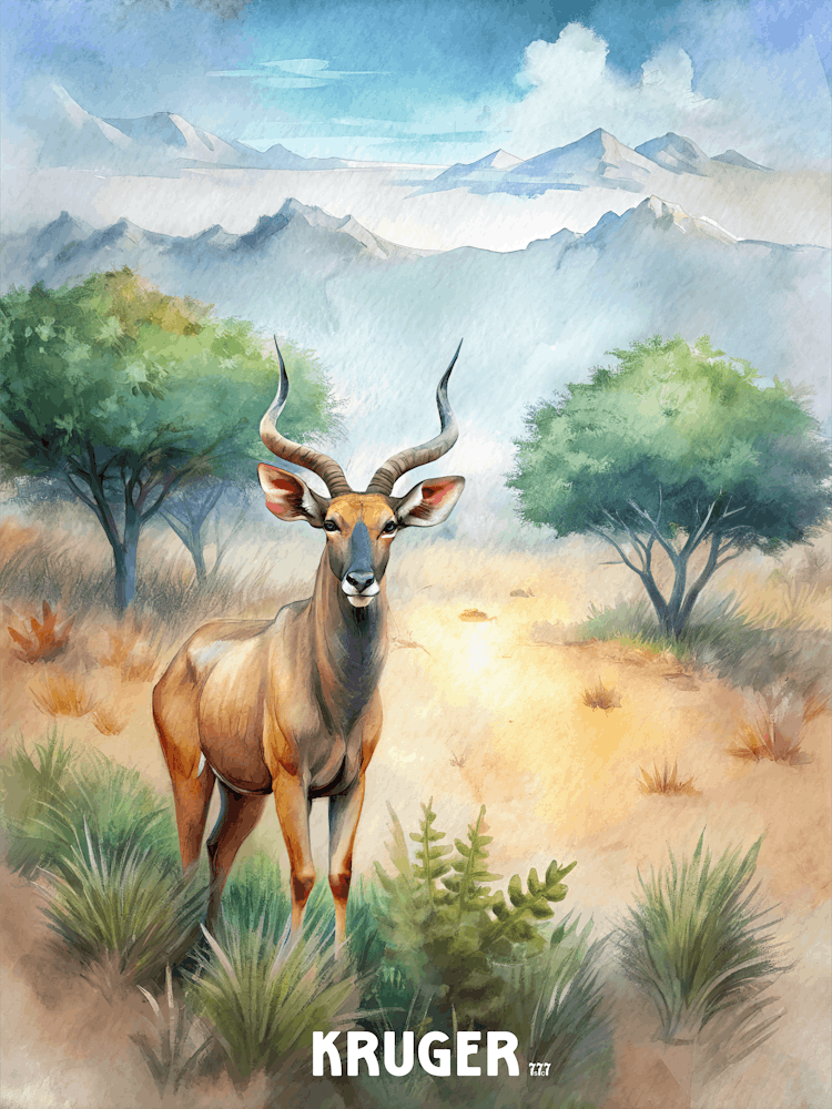Kruger National Park Watercolor Painting Landscape