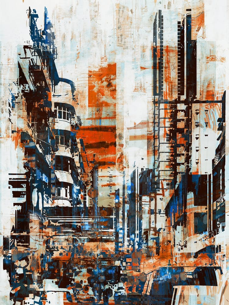Abstract Grunge Cityscape Illust