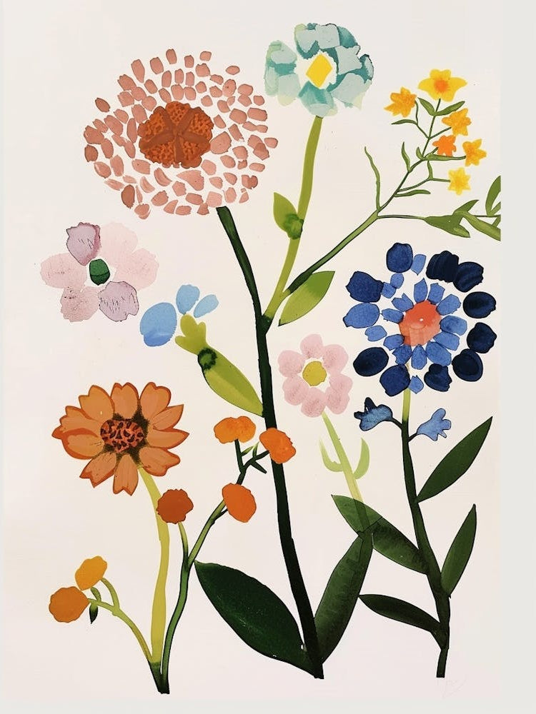 Painted Florals Scabiosa 1