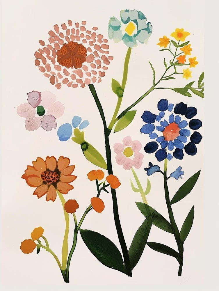 Painted Florals Scabiosa 1