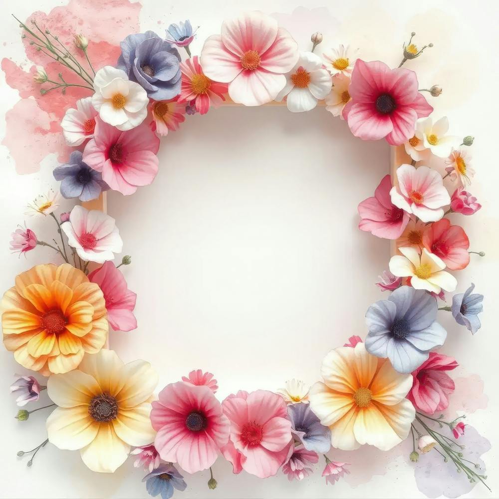Watercolor Flower Frame