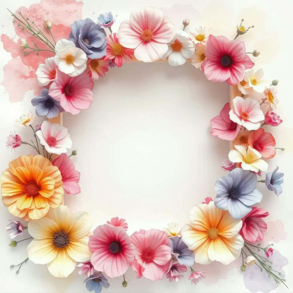 Watercolor Flower Frame