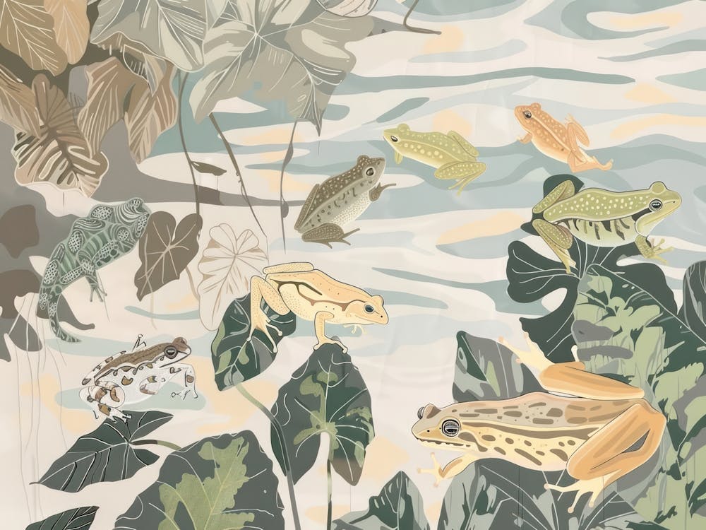 Frogs Tropical Jungle Illustration 1