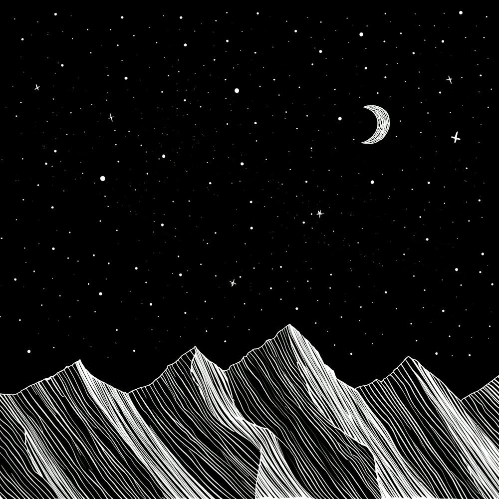 Night Sky With Mountains