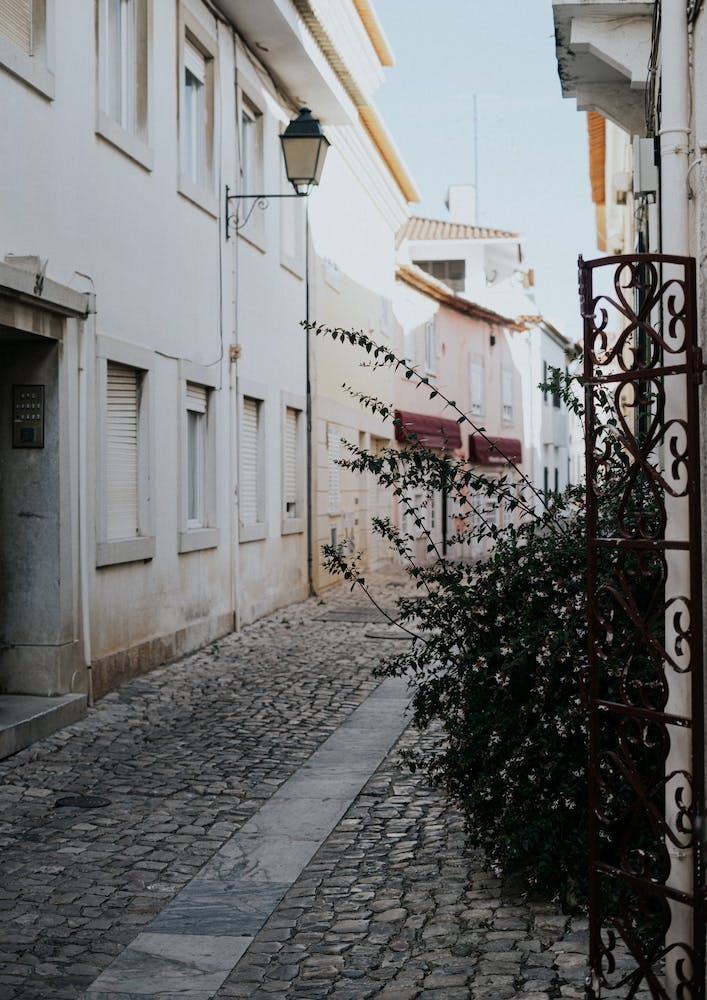 Bright Tiled Street In Portugal Pastel Colour Travel Photography
