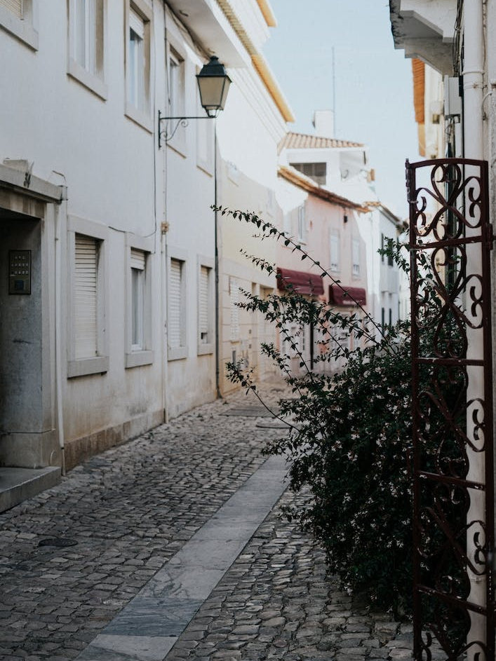 Bright Tiled Street In Portugal Pastel Colour Travel Photography