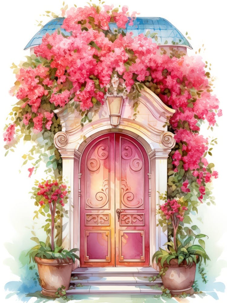 Nice, France   Mediterranean Doors Watercolour Painting 3