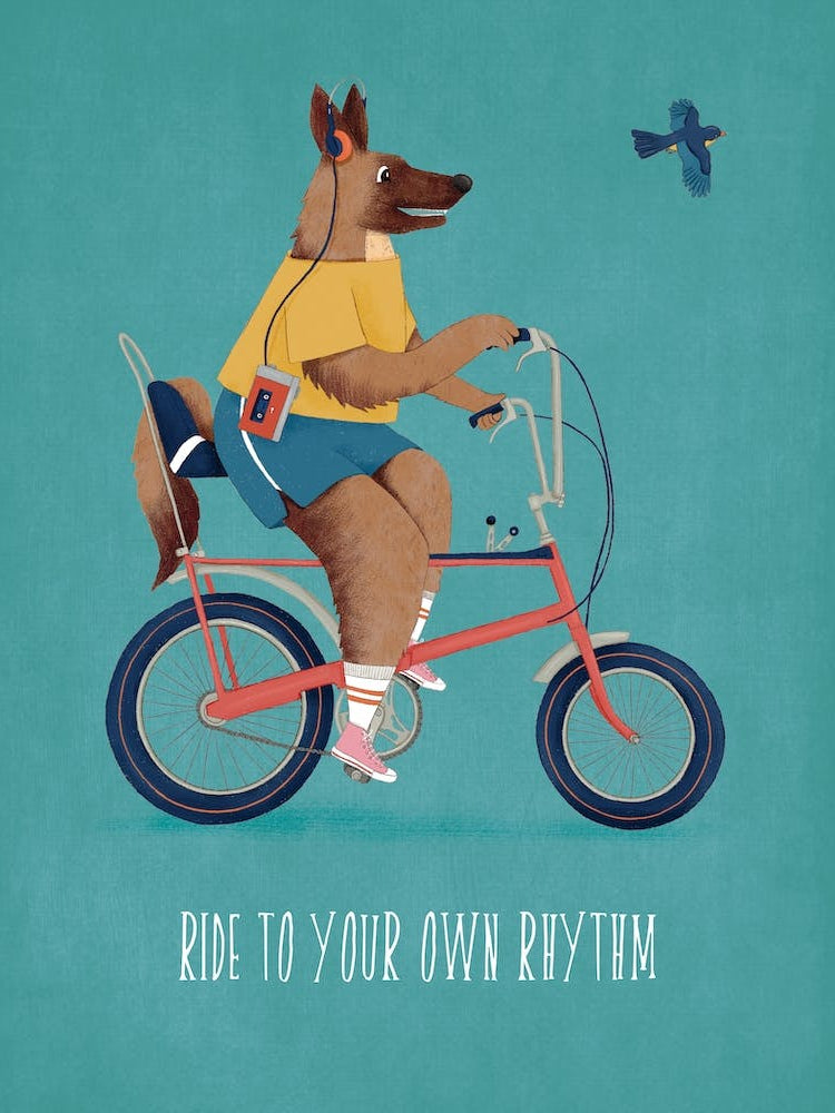 Ride to Your Own Rhythm Dog on Bike Listening to Music
