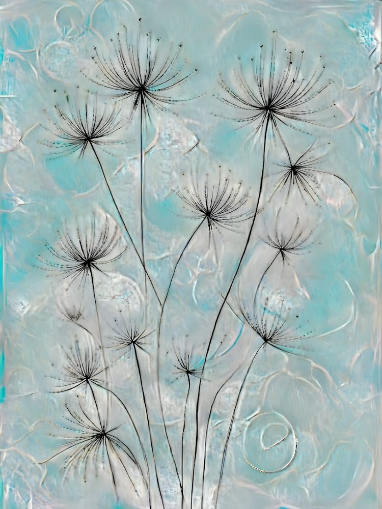 The Dance of Dandelions: A Ballet of Seeds in a Soft Blue Sky 1