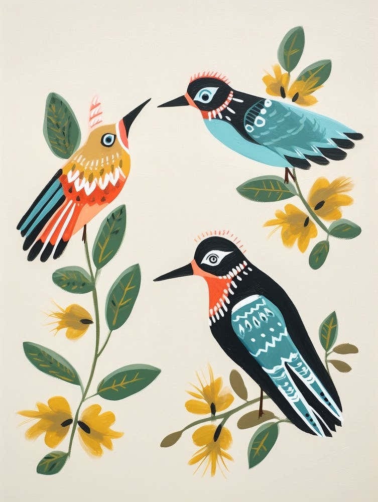 Folk Style Bird Painting Kingfisher 1