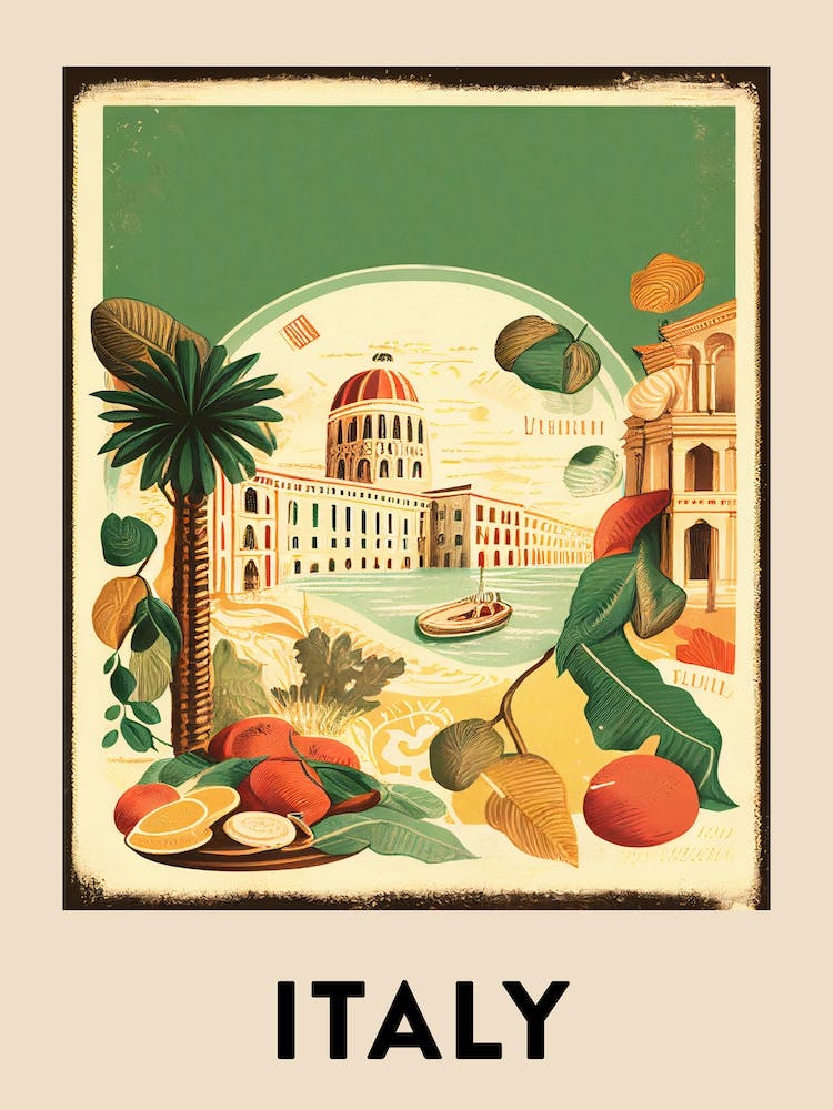 Italy 4 Vintage Travel Poster
